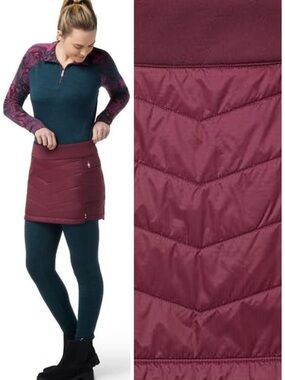 Smartwool Smartloft Pull On Quilted Mini Skirt Sport Winter in Red Size S EUC